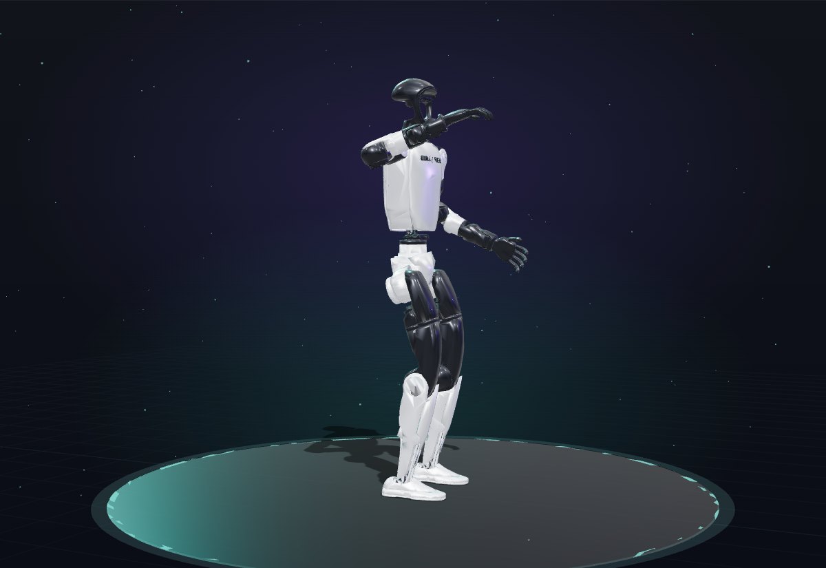 Mô hình 3D robot hình người Unitree G1 đang vẫy tay